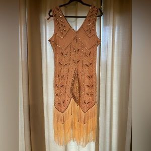 Ivory Gatsby-Inspired Dress with Sequins - XL/XXL - New with Tags